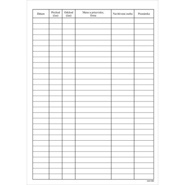 Kniha návštev, A4, 96 listov, tvrdá väzba 