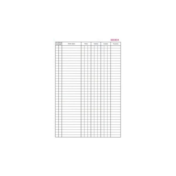 Pokladničná kniha, A4, číslovaná, bez priepisu, 50 listov 