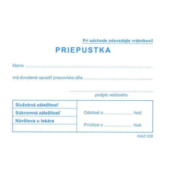 Priepustka A7, 100 listov (39)