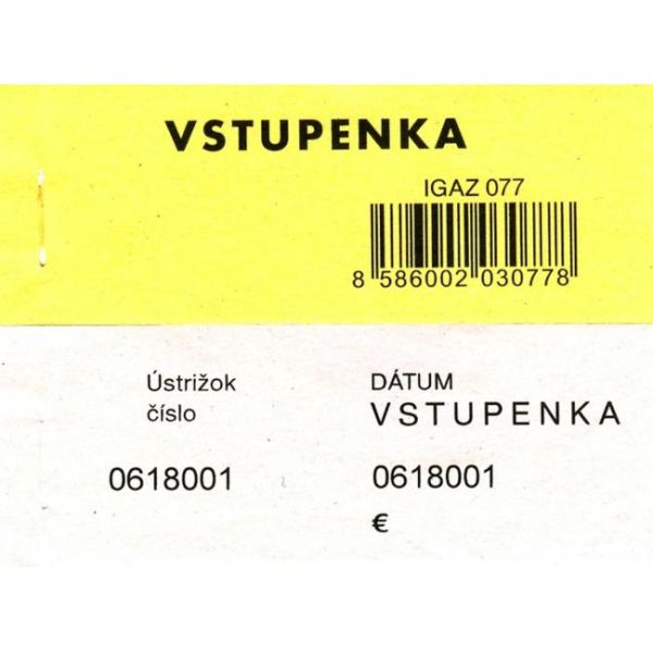 Vstupenka dvojdielna - číslovaná 100 listov (77)