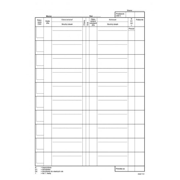 Kniha došlej a odoslanej pošty, A4, tvrdá väzba, 96 listov 