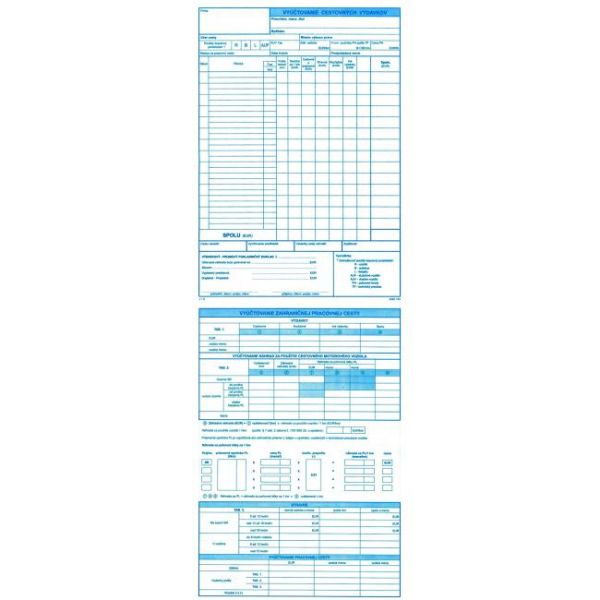 Vyúčtovanie cestovných výdavkov/zahraničnej pracovnej cesty, A4, 100 ks 