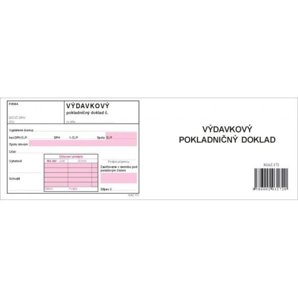 Výdavkový pokladničný doklad A6 - samoprepis s DPH dvojfarebný (172)