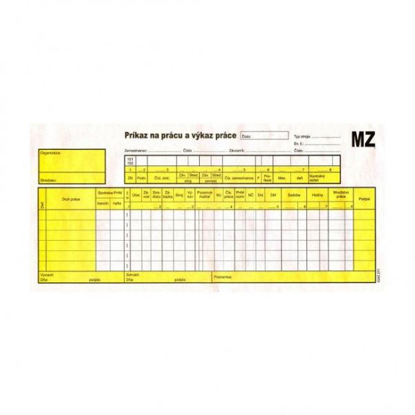Príkaz na prácu a výkaz práce, 2/3 A4, 150 listov 