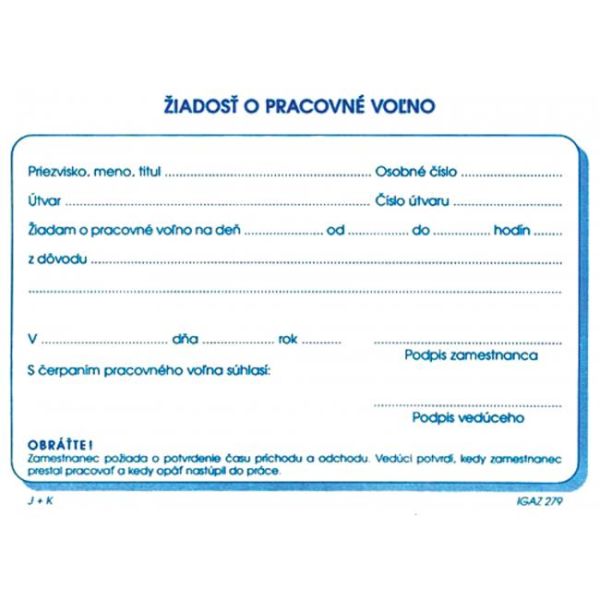 Žiadosť o pracovné voľno A6, 100 listov (279)