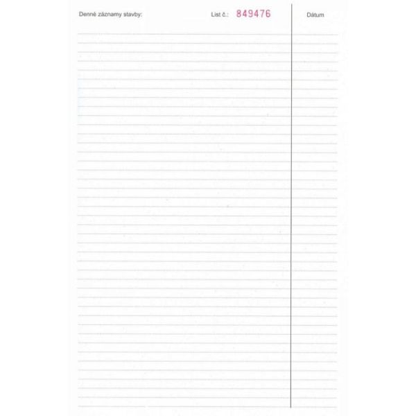 Stavebný denník, A4, 50x3+8 listov, samoprepis 