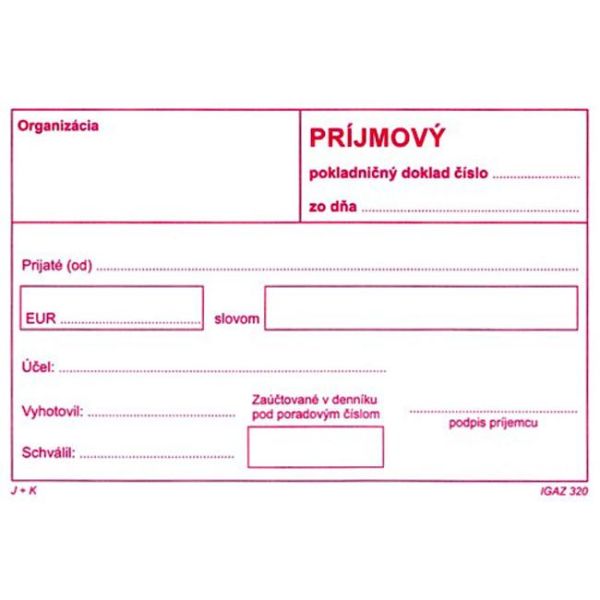 Príjmový pokladničný doklad A6 - samoprepis bez DPH (320)