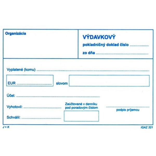 Výdavkový pokladničný doklad A6 - samoprepis bez DPH (321)