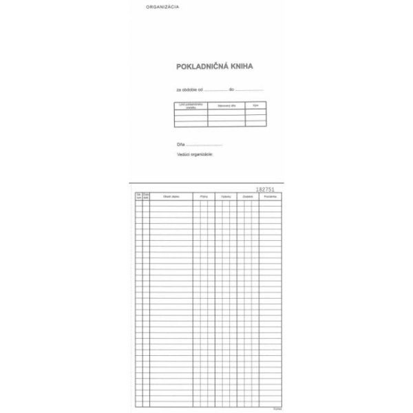 Pokladničná kniha, A4, číslovaná priepisová, 50x2 listy, samoprepis 