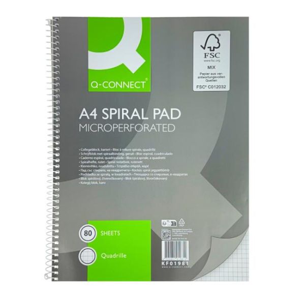 Blok College Q-CONNECT A4, 80 listov, štvorčekový 