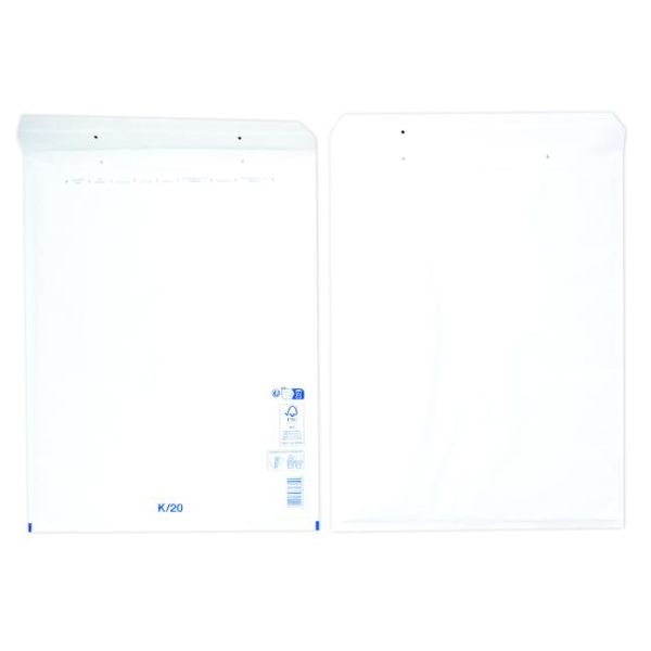 Bublinková obálka, vonkajšie rozmery: 370x480 mm, vnútorné rozmery: 350x470 mm, VICTORIA PAPER, "K/20, W10", biela