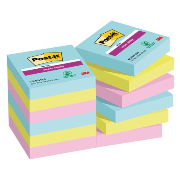 Samolepiaci bloček Post-it Super Sticky COSMIC 47.6x47.6mm, 12 bločkov po 90 lístkov 