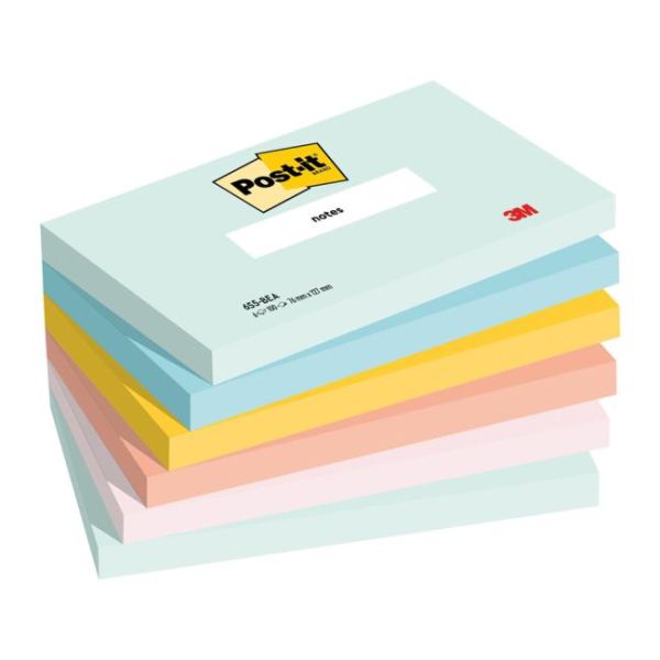 Samolepiaci bloček Post-it BEACHSIDE, veľkosť 76x127 mm, 6x100 lístkov 