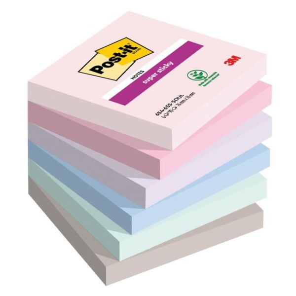 Samolepiaci bloček Post-it Super Sticky SOULFUL, veľkosť 76x76 mm, 6 bločkov po 90 lístkov 