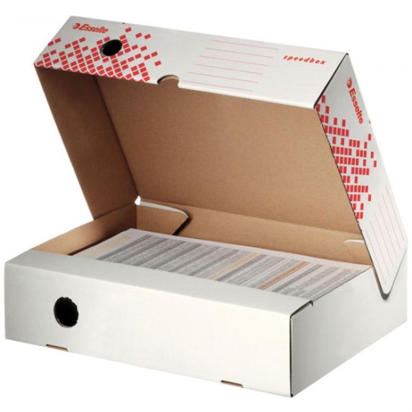 Archívny box Esselte Speedbox so sklápacím vekom 80mm biely/červený 