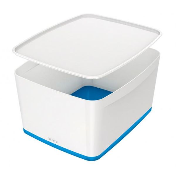 Úložný box s vekom Leitz MyBox, veľkosť L biela/modrá 
