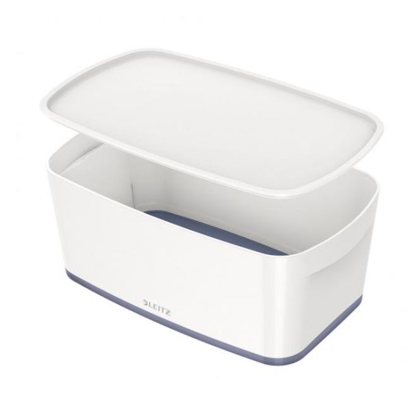 Úložný box s vekom Leitz MyBox, veľkosť S biela/sivá 