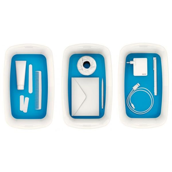 Úložný box s vekom Leitz MyBox, veľkosť S biela/modrá 