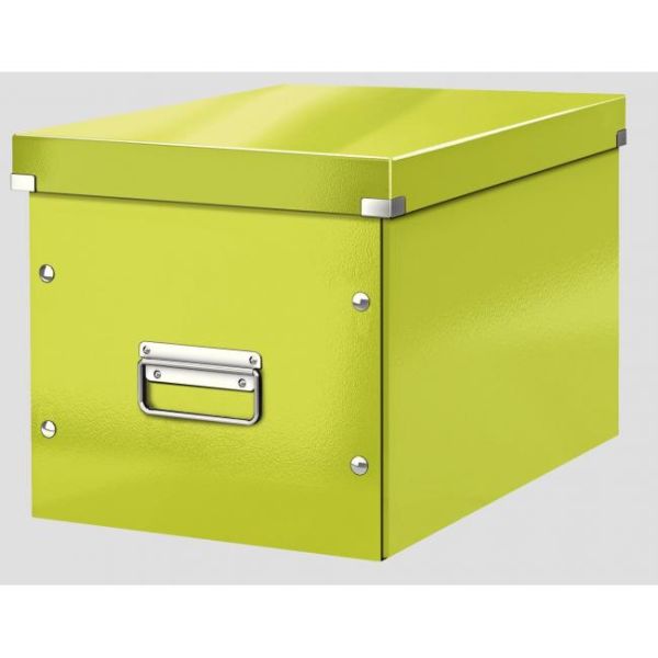 Štvorcová krabica Click & Store A4 metalická zelená 