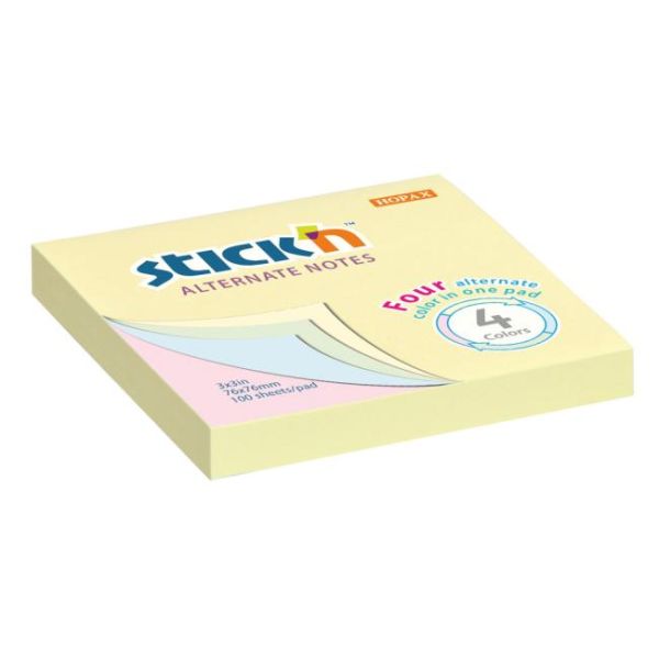 Samolepiaci bloček Stick’n Hopax Alternate, mix pastel, 76 x 76 mm 