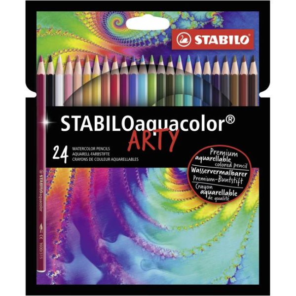 Pastelky akvarelové STABILO aquacolor ARTY,  24 ks rôznych farieb