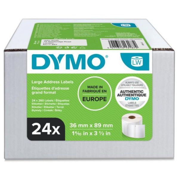 Samolepiace etikety Dymo LW 89x36mm adresné veľké biele 6240ks 