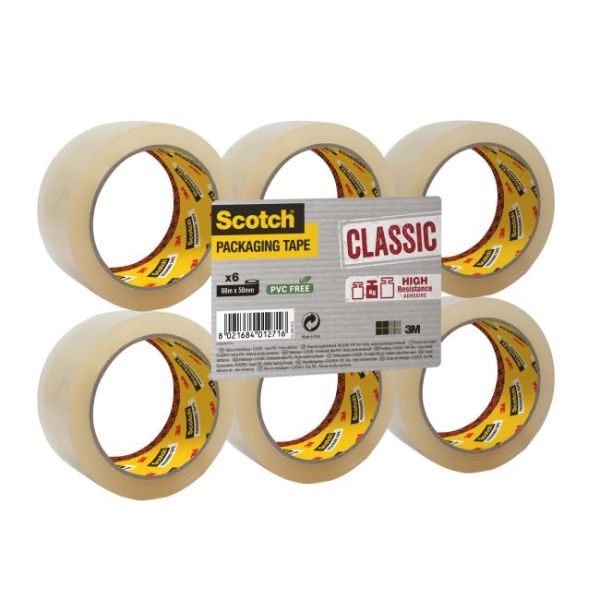 Baliaca lepiaca páska Scotch , neobsahuje PVC, priehľadná, 48 mm x 50 m, 6 roliek 