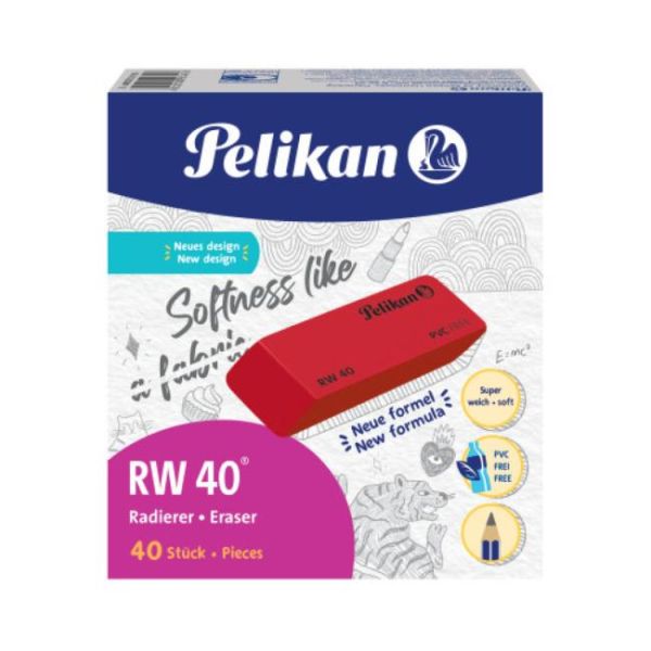 Guma bez PVC Pelikan RW 40 červená 40 ks 