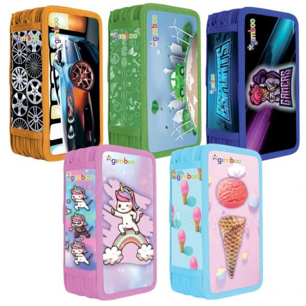 Peračník Gimboo 3-zipsový plný, mix motívov, 10 ks 