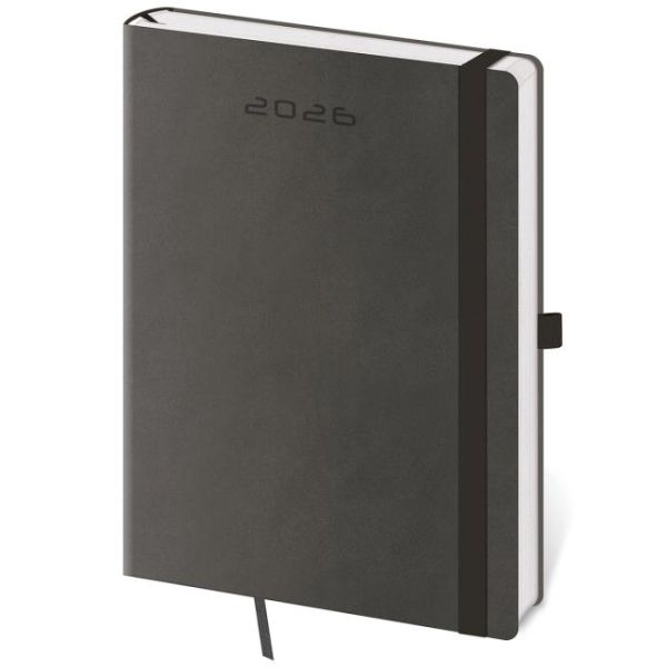 Diár Flexies denný A5 14,3x20,5cm tmavosivá 2026 