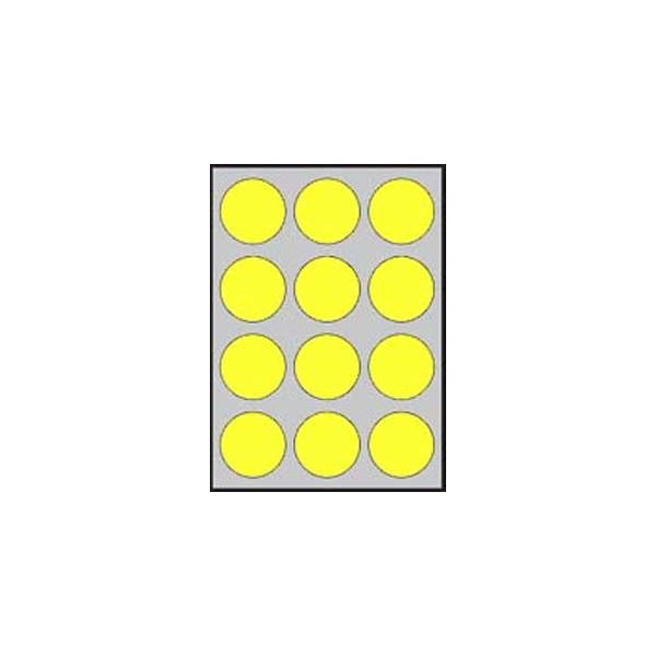 Etikety farebné priemer 60mm APLI A4 20 hárkov fluo žlté