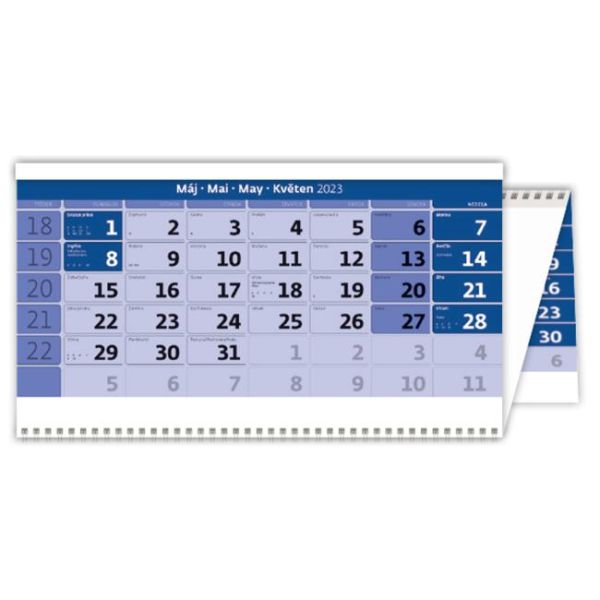 Trojmesačný kalendár modrý so špirálou 2024
