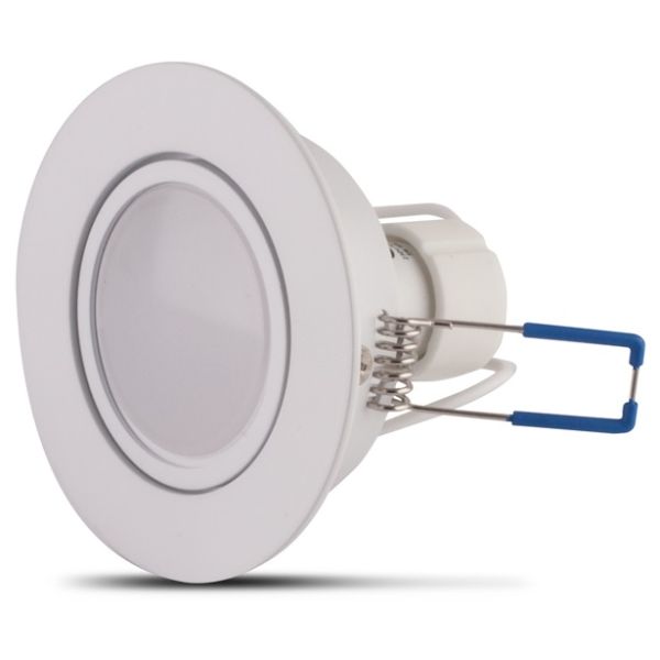Okrúhly biely rámček + LED žiarovka GU10, 5W, 230V, 3000K, biela teplá + zásuvka GU10