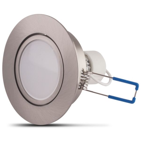 Okrúhly kovový rámček + LED žiarovka GU10, 5W, 230V, 3000K, biela teplá + zásuvka GU10