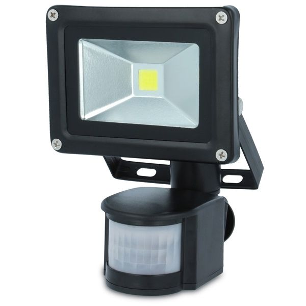 LED reflektor 10W + senzor pohybu, 6000K, biela studená
