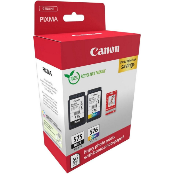 Cartridge Canon PG-575 BK + CL-576 CL + PVP, 5438C004, multipack, originál