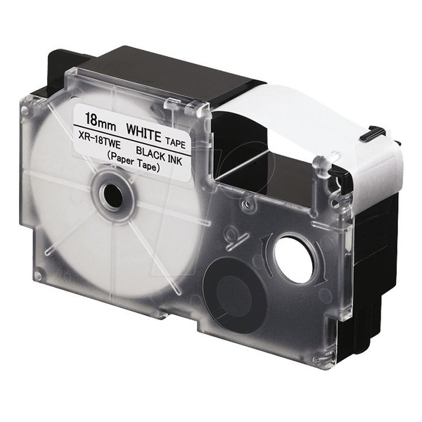 Páska do štítkovača Casio XR-18WE1, 8m, 18mm, čierna tlač / biely podklad, alternatívna