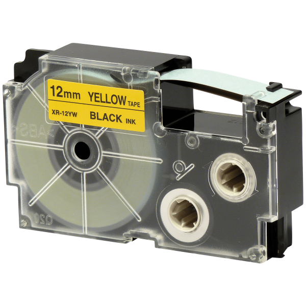 Páska do štítkovača Casio XR-12YW1, 8m, 12mm, čierna tlač / žltý podklad, alternatívna