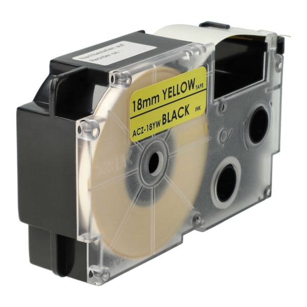 Páska do štítkovača Casio XR-18YW1, 8m, 18mm, čierna tlač / žltý podklad, alternatívna
