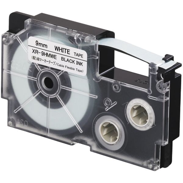 Páska do štítkovača Casio XR-9HMWE, 8m, 9mm, flexible, čierna tlač / biely podklad, alternatívna