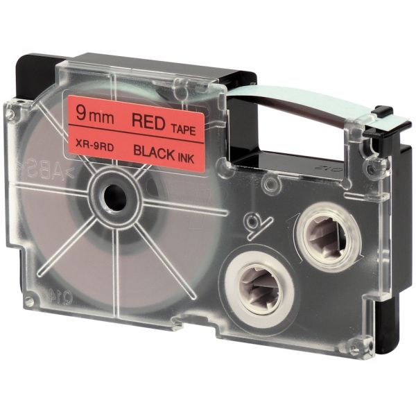 Páska do štítkovača Casion XR-9FRD, 8m, 9mm, fluorescent, čierna tlač / červený podklad, alternatívna