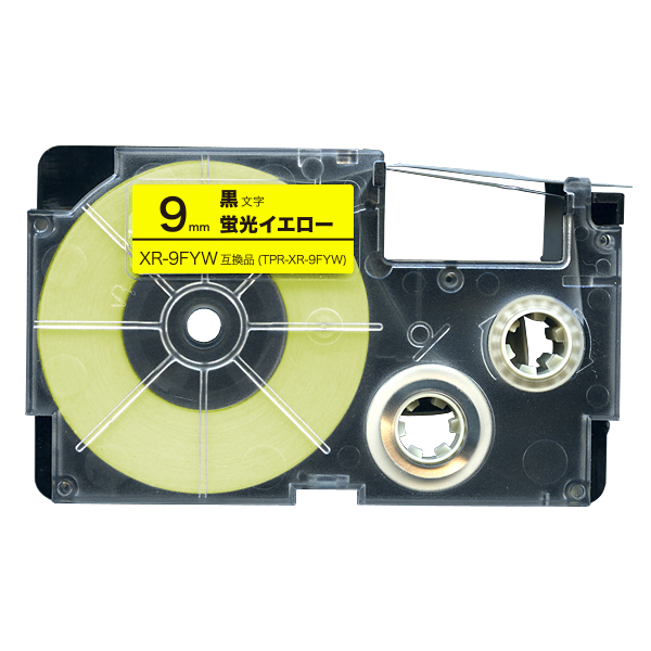 Páska do štítkovača Casio XR-9FYW, 8m, 9mm, fluorescent, čierna tlač / žltý podklad, alternatívna