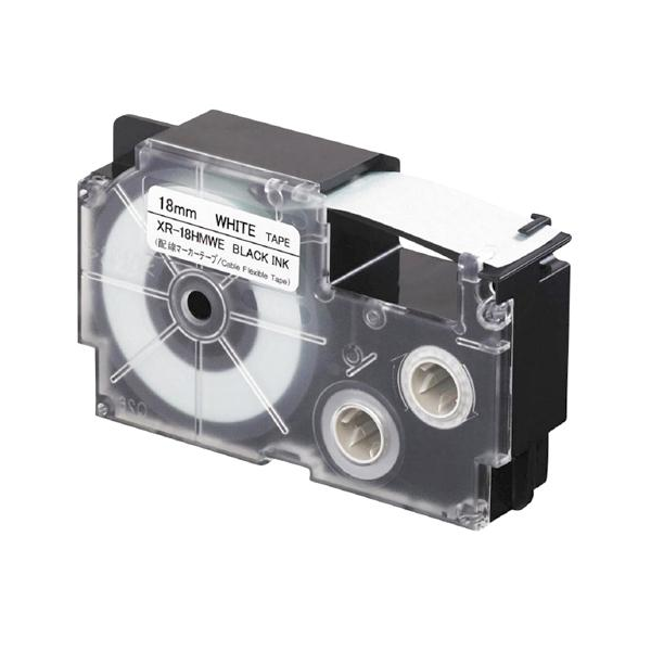 Páska do štítkovača Casio XR-18HMWE, 8m, 18mm, flexible, čierna tlač / biely podklad, alternatívna