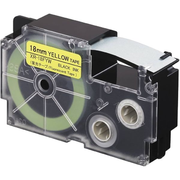 Páska do štítkovača Casio XR-18FYW, 8m, 18mm, fluorescent, čierna tlač / žltý podklad, alternatívna