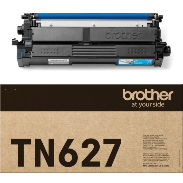 Toner Brother TN-627C, TN627C, azúrová (cyan), originál