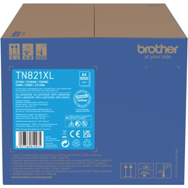 Toner Brother TN-821XL, TN821XL C, azúrová (cyan), originál