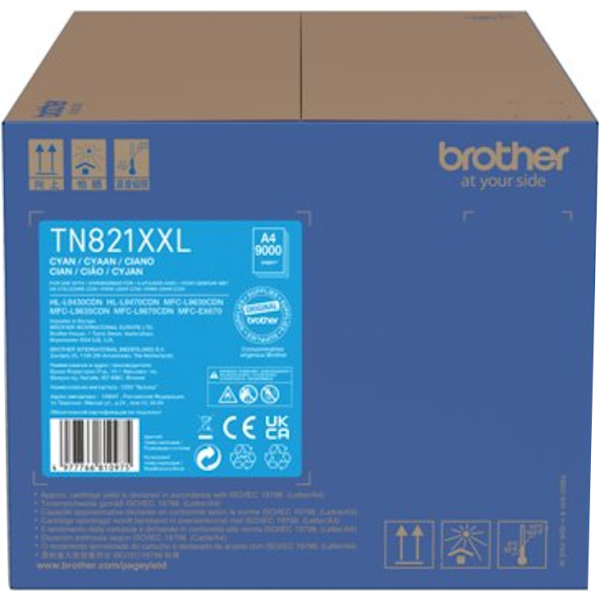 Toner Brother TN-821, TN821 XXL C, azúrová (cyan), originál