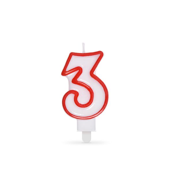 Číslová sviečka so stojančekom "3" 75mm [1 ks]