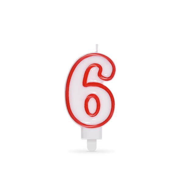 Číslová sviečka so stojančekom "6" 75mm [1 ks]