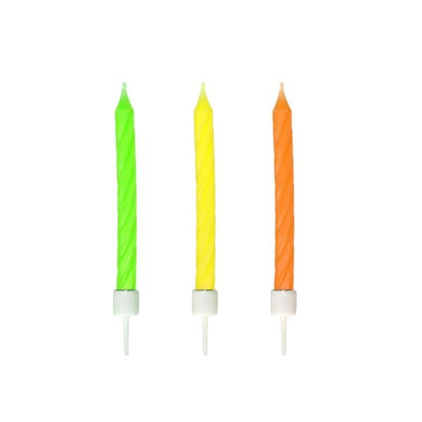 Narodeninová sviečka so stojančekom neónová Ø5 x 60 mm [12 ks]